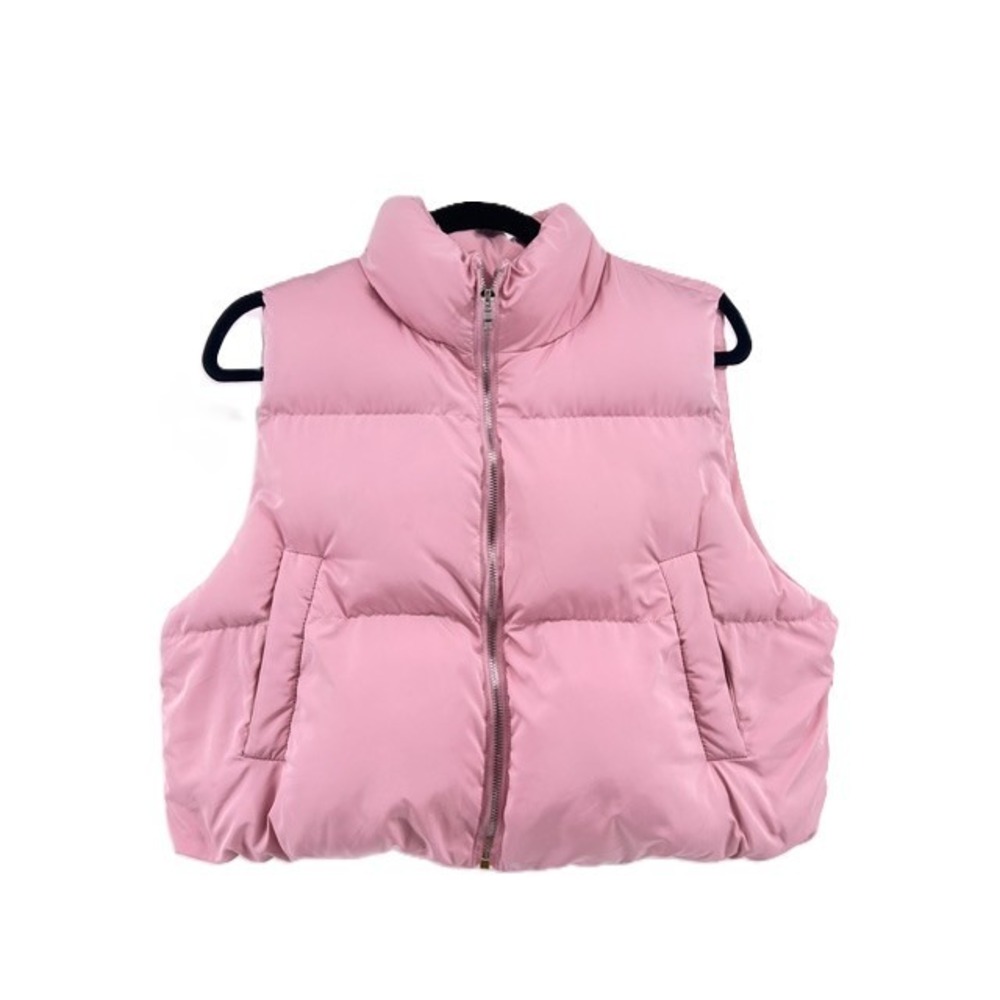 Altar'd State Pink Cropped Puffer Vest Sleeveless Jacket Size L - Picture 3 of 8